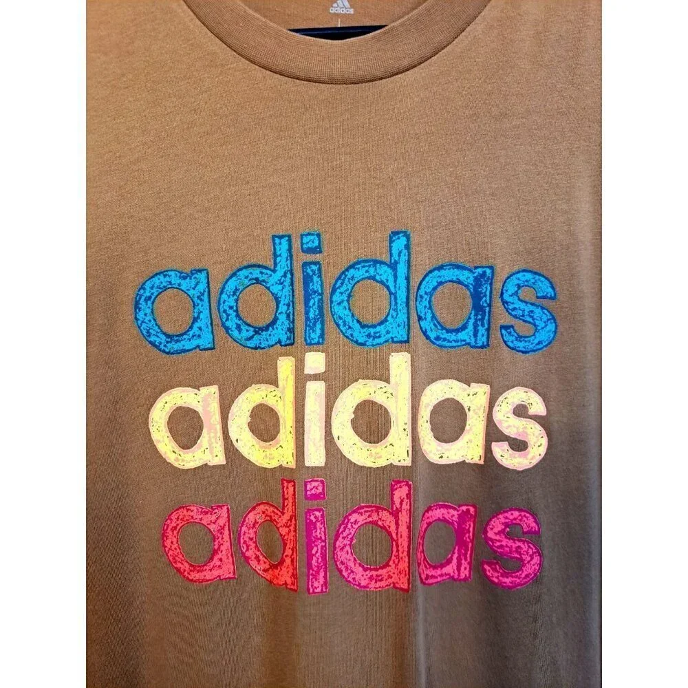 Adidas Men's L Multicolor Short Sleeve Logo T-Shirt Southwestern Colors